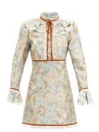 Matchesfashion.com Zimmermann - Ladybeetle Floral-print Wool-blend Mini Dress - Womens - Blue Multi