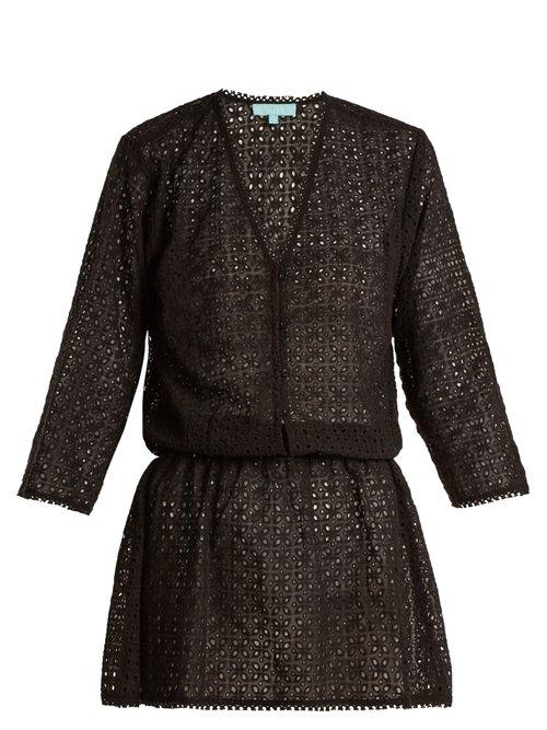 Matchesfashion.com Melissa Odabash - Kylie V Neck Eyelet Lace Dress - Womens - Black
