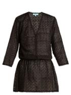 Matchesfashion.com Melissa Odabash - Kylie V Neck Eyelet Lace Dress - Womens - Black