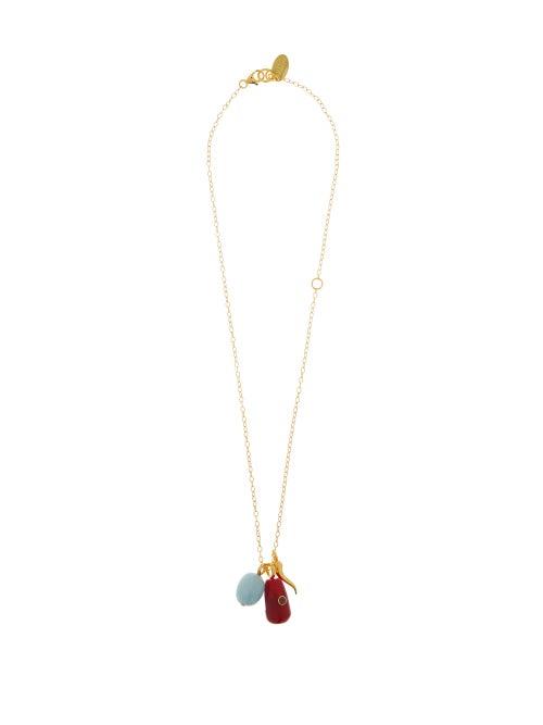 Matchesfashion.com Lizzie Fortunato - Oasis Coral, Aquamarine & Gold-plated Necklace - Womens - Coral