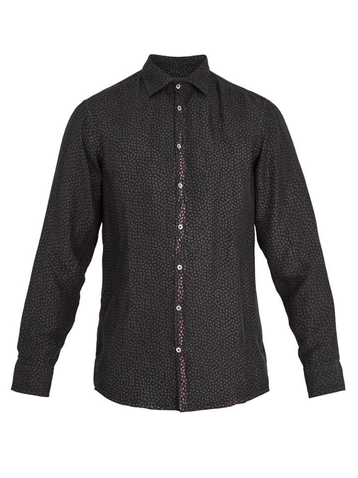 Massimo Alba Point-collar Teardrop-print Silk Shirt