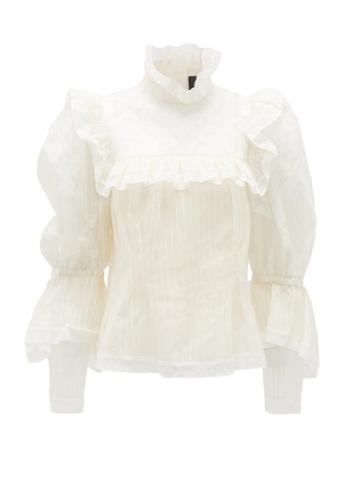 Matchesfashion.com Marc Jacobs Runway - Lace-trimmed Silk-organza Blouse - Womens - Ivory