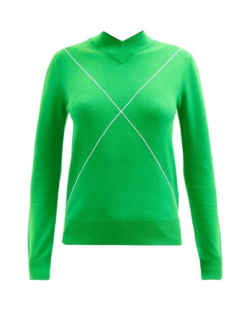 Bottega Veneta - V-neck Wool-blend Sweater - Womens - Green