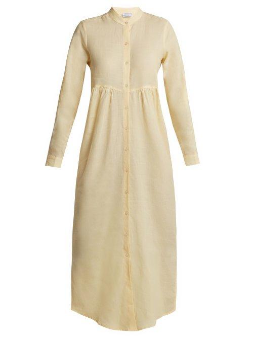 Matchesfashion.com Gioia Bini - Emma Linen Shirtdress - Womens - Yellow