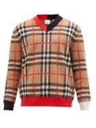 Matchesfashion.com Burberry - Duggan Check-jacquard Merino-wool Sweater - Mens - Beige