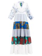 Matchesfashion.com Rianna + Nina - Kendima Floral-embroidered Cotton Maxi Dress - Womens - White Multi