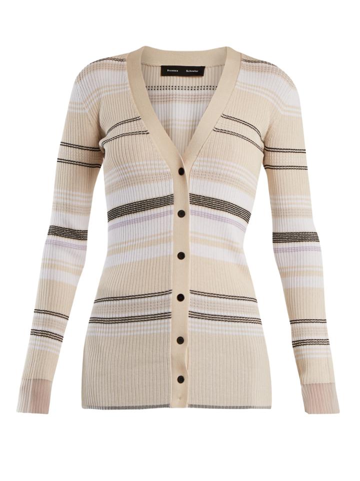 Proenza Schouler V-neck Ribbed-knit Striped Cardigan