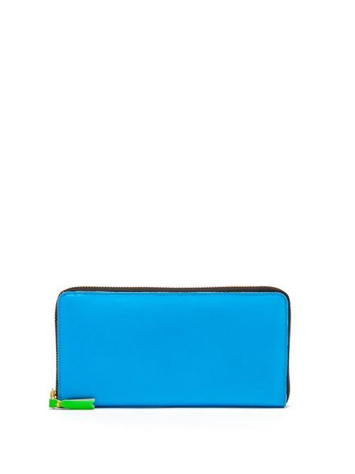 Matchesfashion.com Comme Des Garons Wallet - Zipped Leather Continental Wallet - Mens - Blue