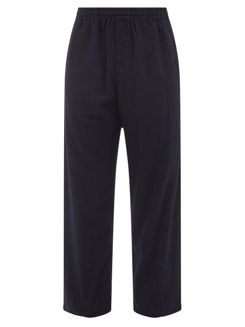 L.e.j - Elasticated Wool-blend Straight-leg Trousers - Mens - Navy