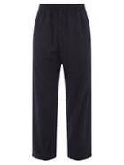 L.e.j - Elasticated Wool-blend Straight-leg Trousers - Mens - Navy