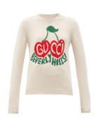 Matchesfashion.com Gucci - Beverly Hills Apple-intarsia Wool Sweater - Womens - Ivory