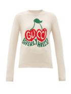 Matchesfashion.com Gucci - Beverly Hills Apple-intarsia Wool Sweater - Womens - Ivory