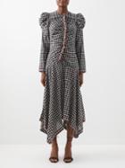 Ulla Johnson - Isobel Gathered Checked Cotton Midi Dress - Womens - Black Grey