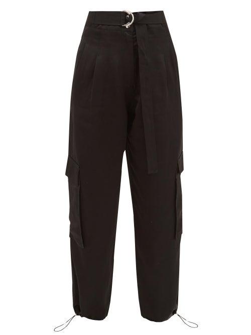 Matchesfashion.com Lee Mathews - Juliette Patch Pocket Satin Trousers - Womens - Black