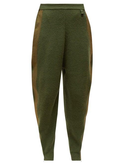 Matchesfashion.com Stella Mccartney - Zipped Hem Wool Track Pants - Womens - Dark Green