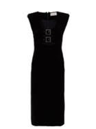 Matchesfashion.com Christopher Kane - Crystal Embellished Buckle Velvet Midi Dress - Womens - Black