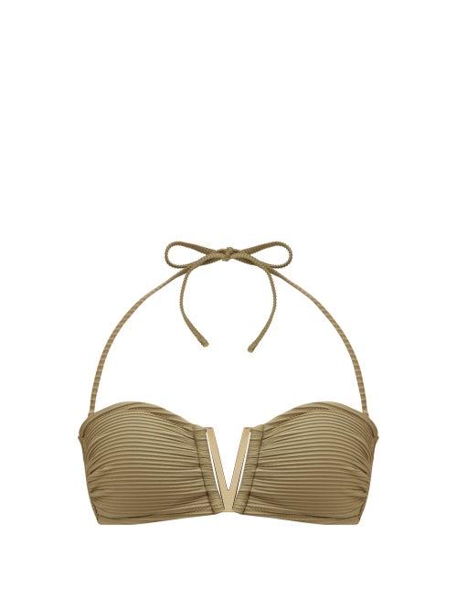 Matchesfashion.com Heidi Klein - Venice V Bar Bandeau Bikini Top - Womens - Khaki