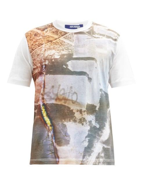 Matchesfashion.com Junya Watanabe - X Stephen Gill & Will Self Cotton-jersey T-shirt - Mens - Grey Multi