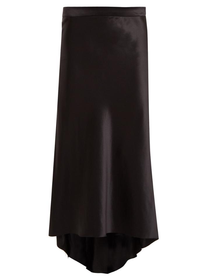 Raey Bias Godet Silk Satin Slip Midi Skirt