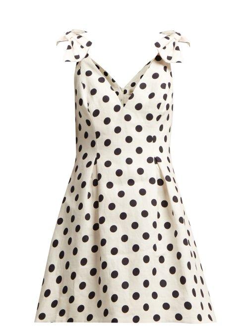 Matchesfashion.com Zimmermann - Corsage Polka Dot Cotton Mini Dress - Womens - Black White