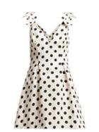 Matchesfashion.com Zimmermann - Corsage Polka Dot Cotton Mini Dress - Womens - Black White