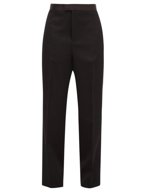 Matchesfashion.com Bottega Veneta - Wide-leg Satin-striped Wool Tuxedo Trousers - Womens - Black