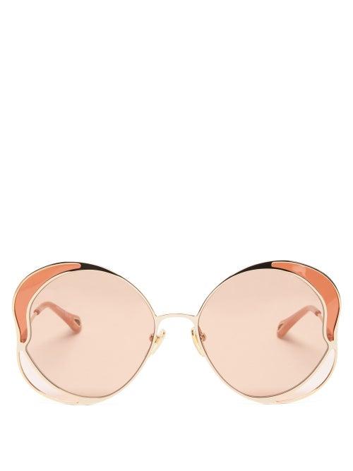 Matchesfashion.com Chlo - Butterfly Metal Sunglasses - Womens - Gold