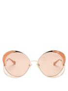 Matchesfashion.com Chlo - Butterfly Metal Sunglasses - Womens - Gold