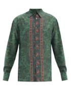 Matchesfashion.com 73 London - Paisley-print Silk-georgette Shirt - Mens - Green Multi