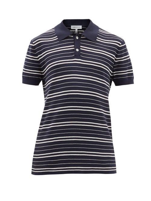 Matchesfashion.com Odyssee - Tk Riker Striped Cotton-knit Polo Shirt - Mens - Navy White