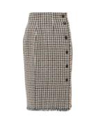 Matchesfashion.com Rebecca Taylor - Houndstooth Tweed Cotton Blend Skirt - Womens - Pink Multi