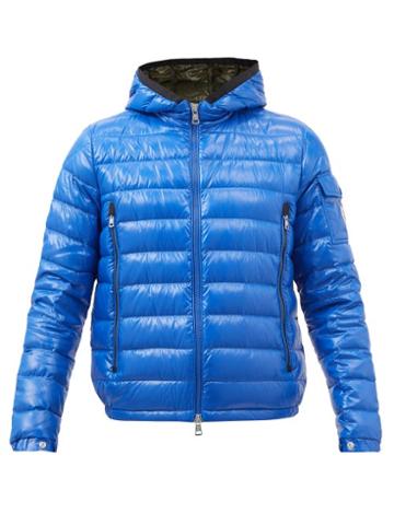 Moncler - Galion Hooded Quilted Down Coat - Mens - Blue