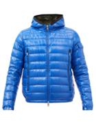 Moncler - Galion Hooded Quilted Down Coat - Mens - Blue