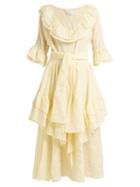 Matchesfashion.com Lisa Marie Fernandez - Laura Striped Seersucker Cotton Midi Dress - Womens - Yellow Multi