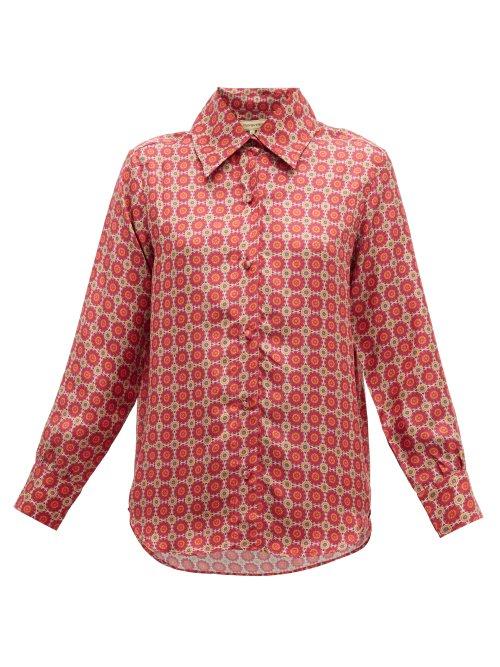 Matchesfashion.com Muzungu Sisters - Fern Silk Twill Shirt - Womens - Purple Multi