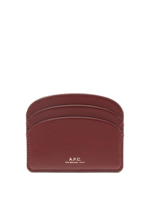Ladies Accessories A.p.c. - Half Moon Leather Cardholder - Womens - Burgundy