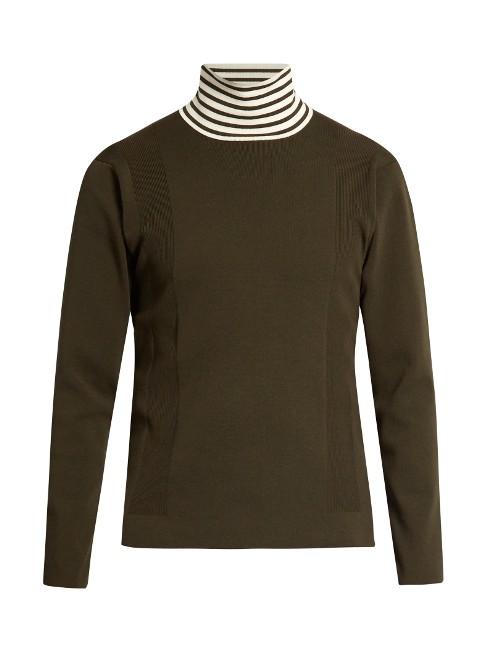 Tomorrowland Striped High-neck Wool-blend Sweater