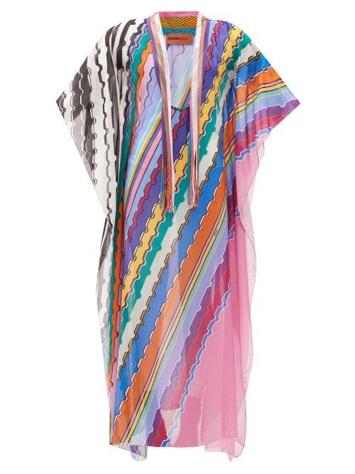 Matchesfashion.com Missoni Mare - V-neck Striped Cotton-voile Kaftan - Womens - Multi