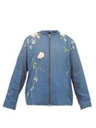 Matchesfashion.com By Walid - Floral Embroidered Silk Jacket - Womens - Black Multi