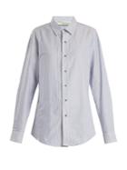 Off-white Point Collar Striped Oxford-cotton Shirt