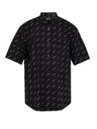 Matchesfashion.com Balenciaga - Logo Print Cotton Poplin Shirt - Mens - Black White
