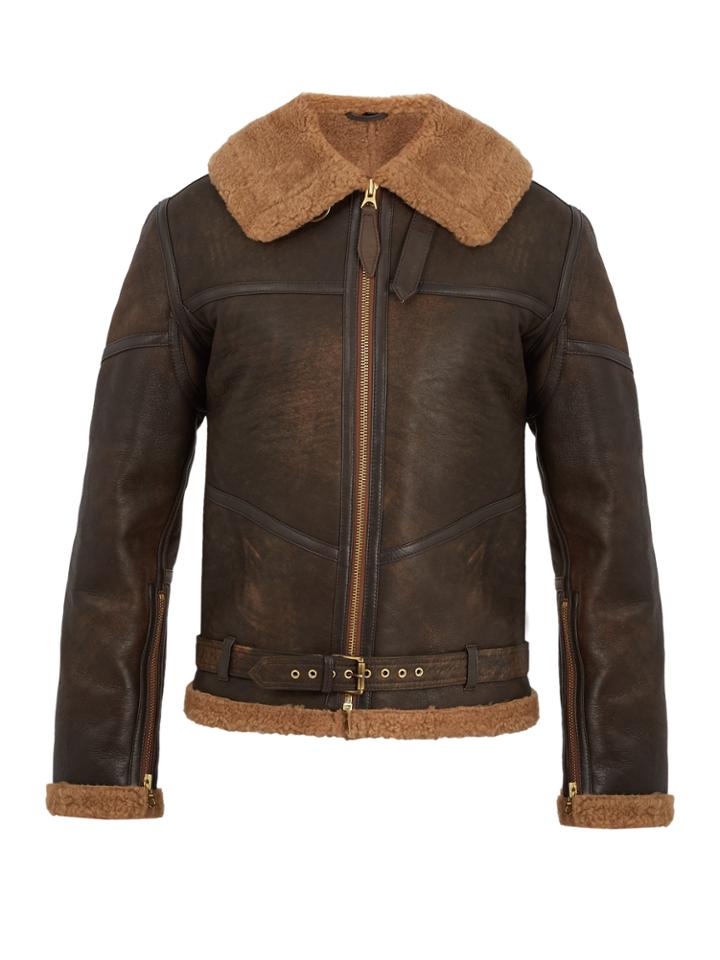 Schott R.a.f Contrast-panel Leather Jacket