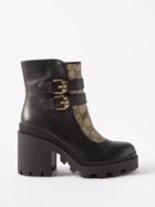 Gucci - Gg-supreme Canvas And Leather Ankle Boots - Womens - Black
