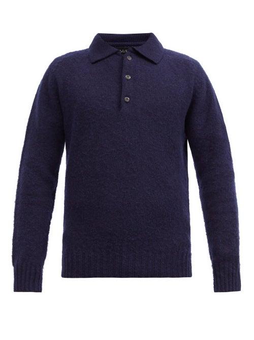 Matchesfashion.com Howlin' - Point-collar Wool Sweater - Mens - Navy