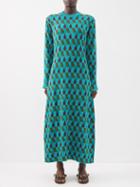La Doublej - Diamond-jacquard Knit Cotton-blend Dress - Womens - Blue Multi