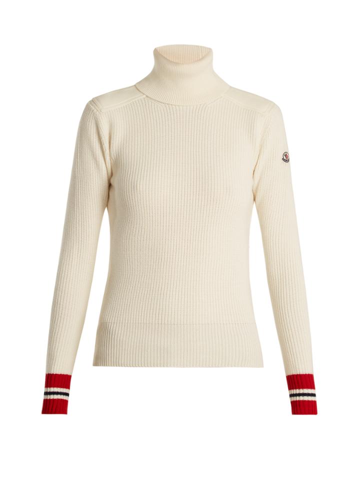 Moncler Contrast-cuff Roll-neck Wool Sweater