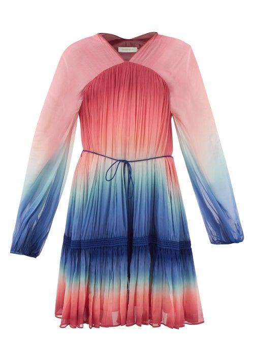 Zimmermann - Postcard Gathered-chiffon Mini Dress - Womens - Multi