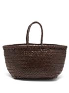 Dragon Diffusion - Triple Jump Small Woven-leather Basket Bag - Womens - Dark Brown