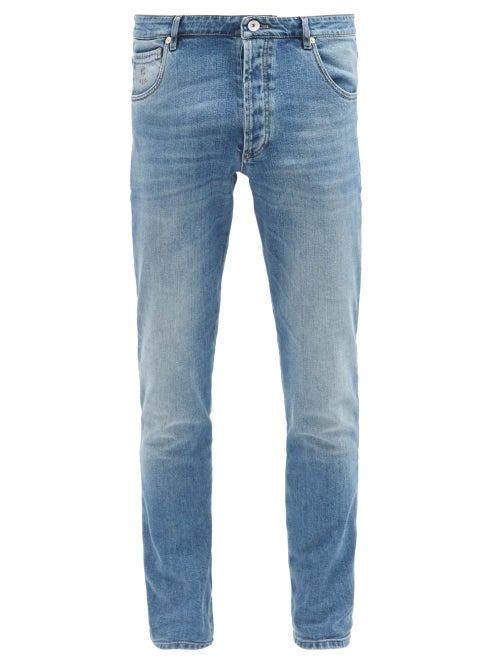 Matchesfashion.com Brunello Cucinelli - Washed Slim-leg Jeans - Mens - Light Blue