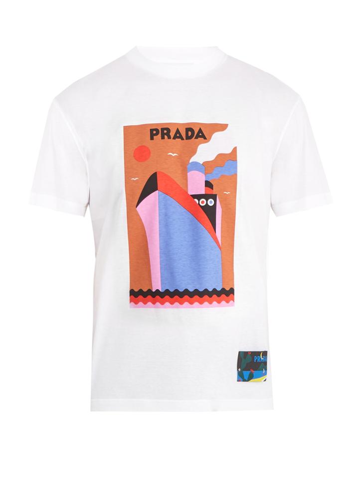 Prada Boat-print Cotton T-shirt